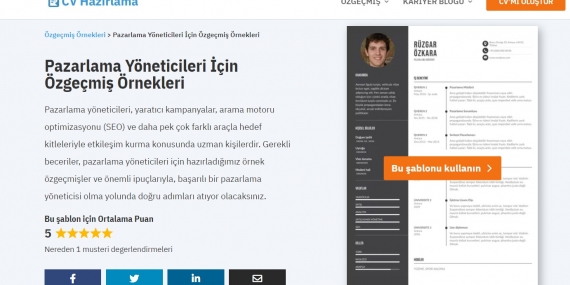 Pazarlama Yöneticileri İçin Özgeçmiş Örnekleri