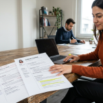 Dizüstü bilgisayarda iş ilanına uygun CV hazırlayan kişi